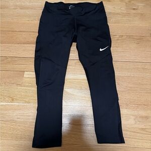 Nike Black Running Leggings | Sheer Mesh Back | Size L 22” Inseam